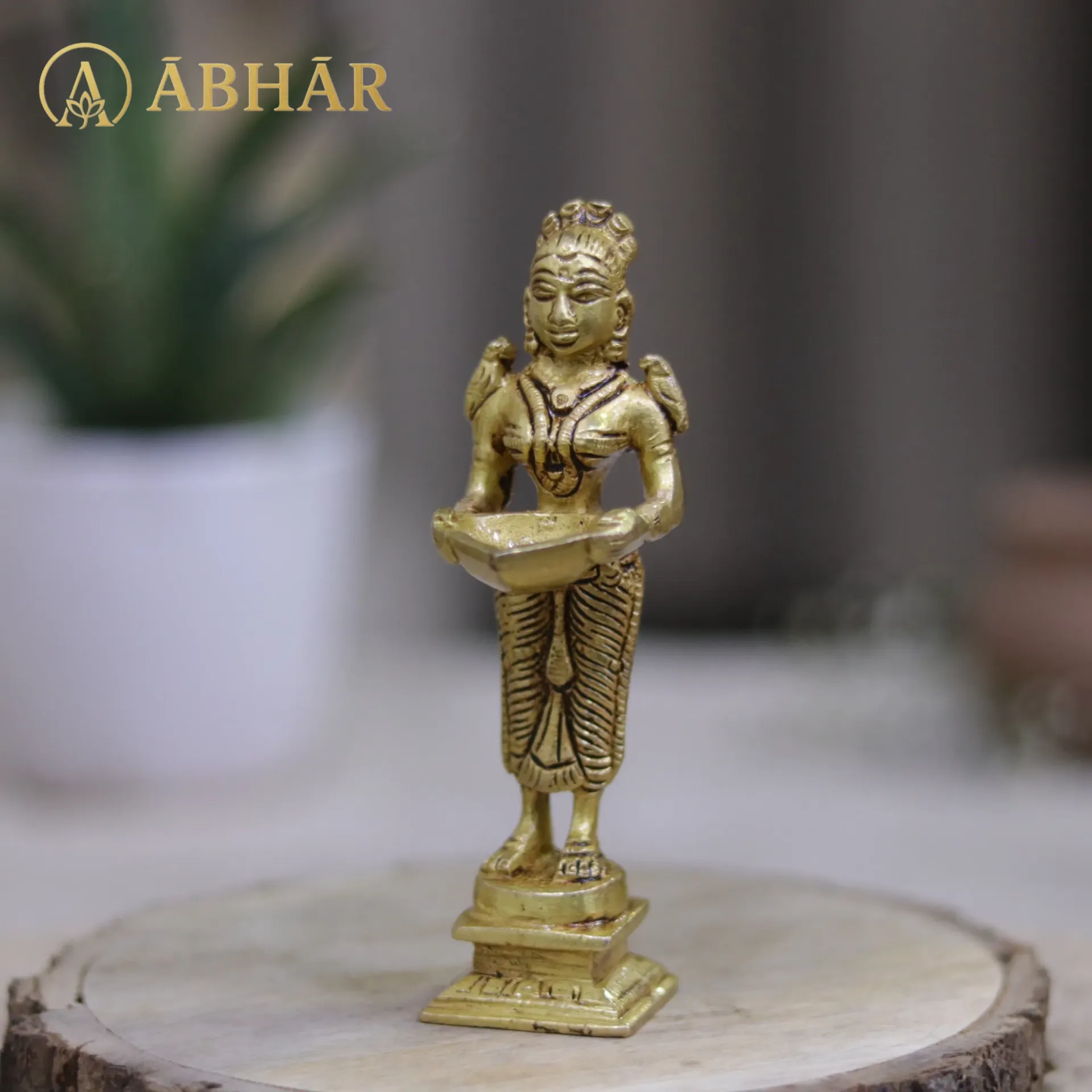 Brass Diya lady (Apsara) | 4.5"
