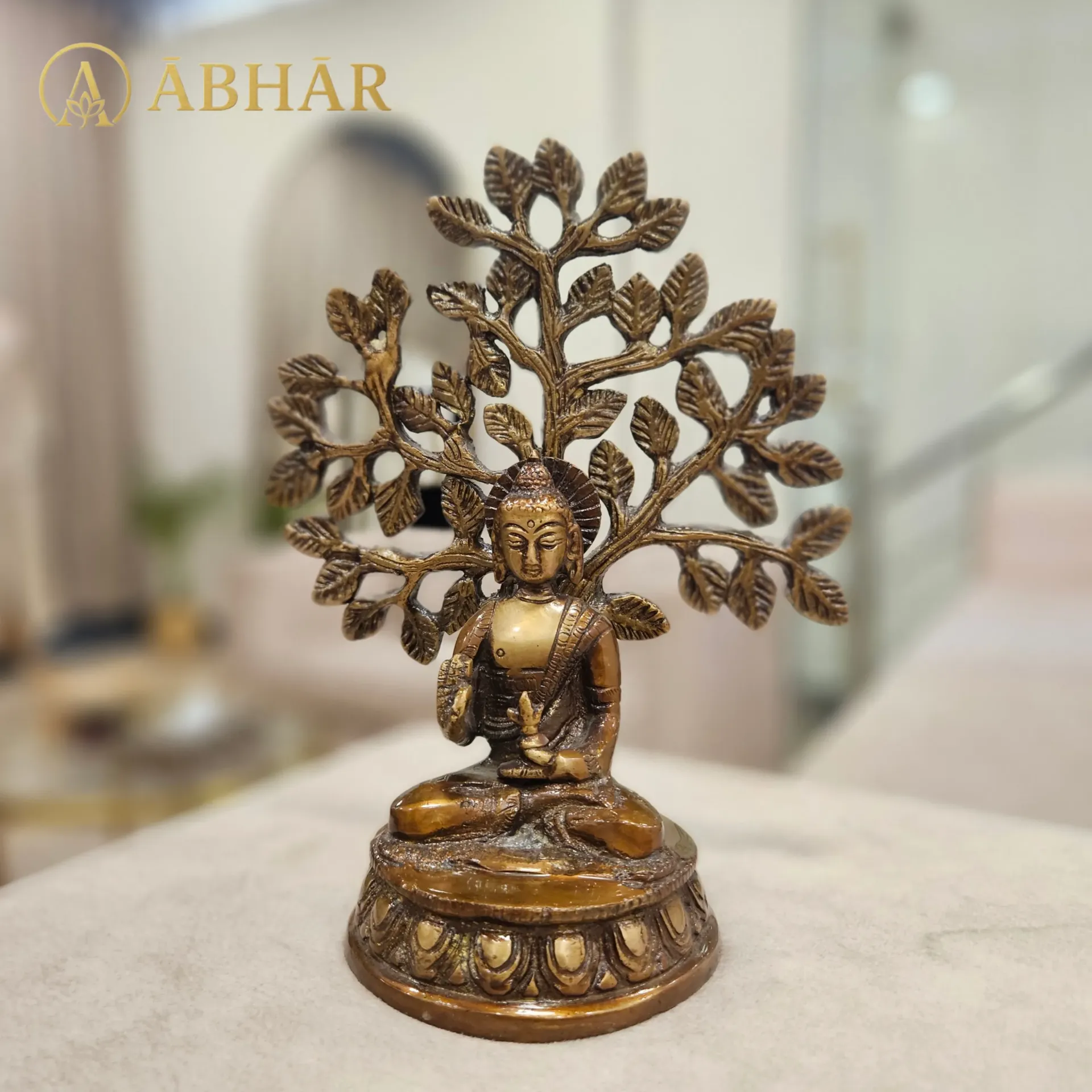 [B019] Brass Buddha Under the Bodhi Tree