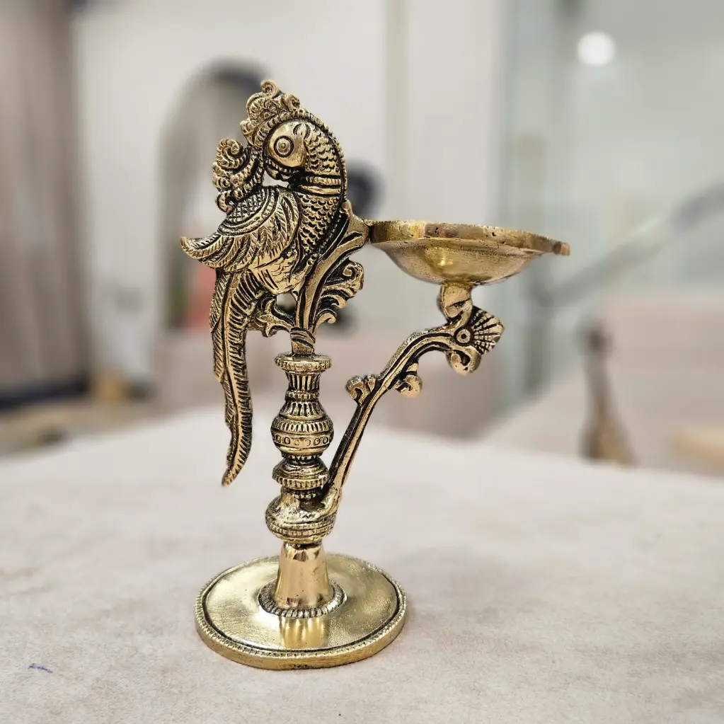 Handcrafted Peacock Brass Diya
