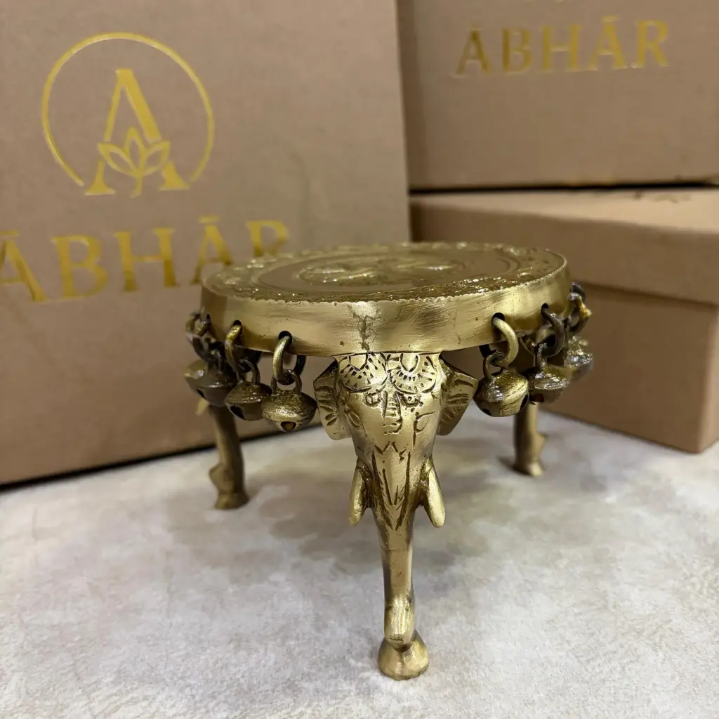 Brass Round Chowki with Ghungroo