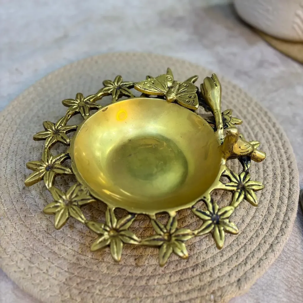 [B130] Brass Floral Urli – A Celebration of Nature & Grace