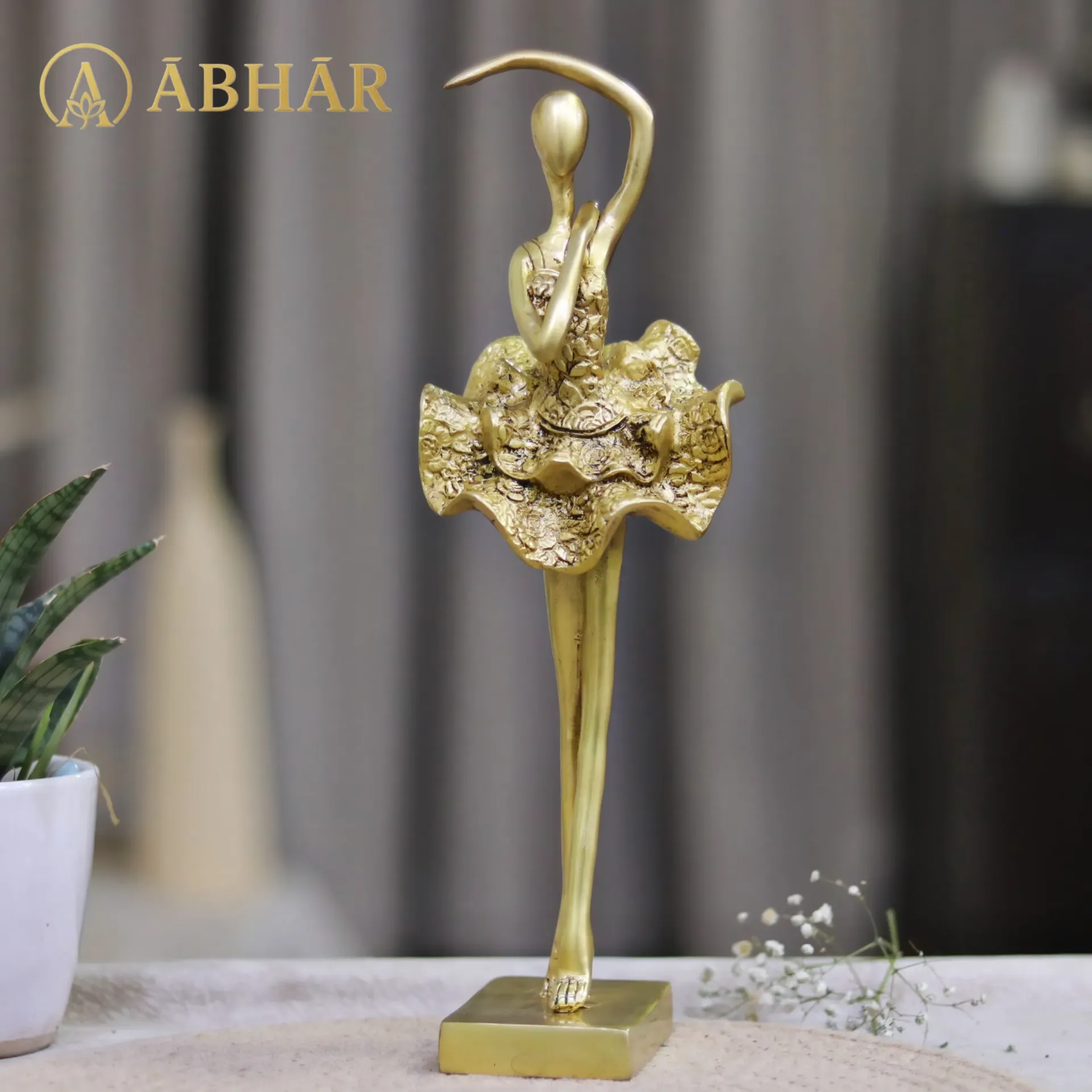 [B030a] Brass Dancing Lady | 11" (Yellow Antique)