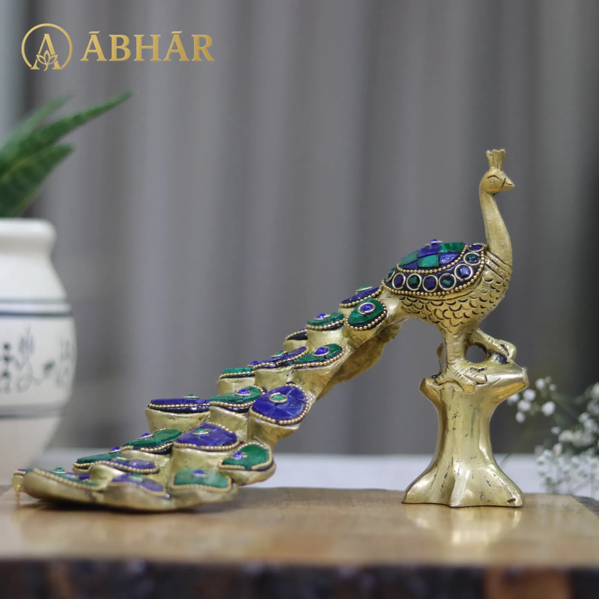 Brass Peacock Diya | 10"