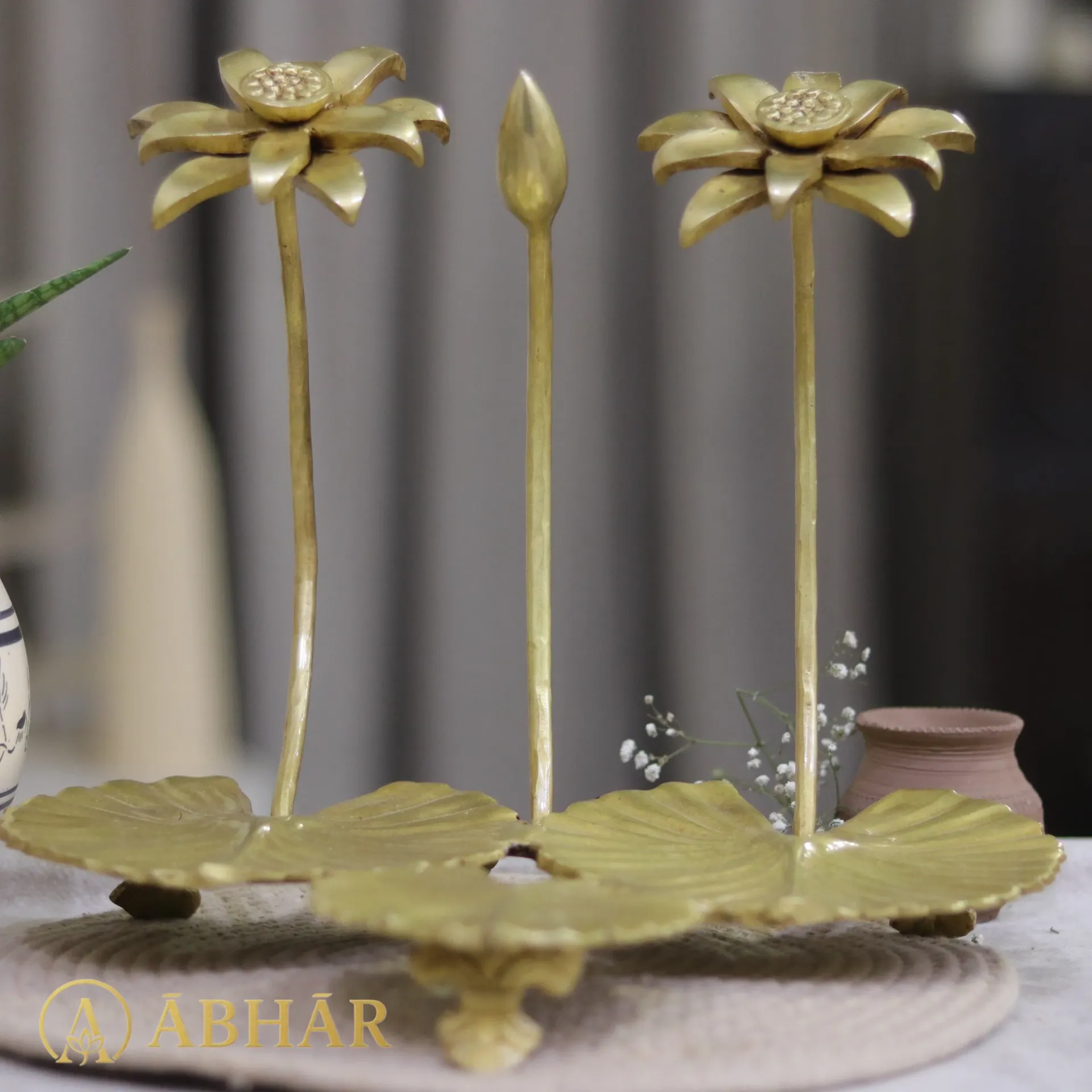Brass Lotus Bloom – A Symbol of Grace & Renewal (Double)