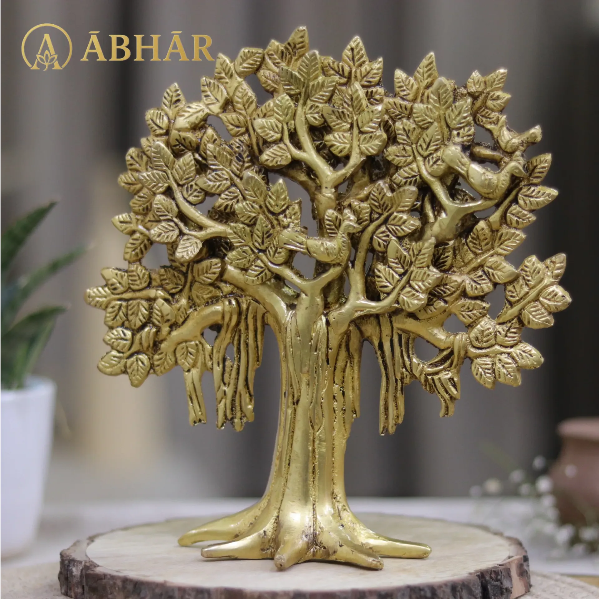 Brass Kalpavriksha Tree with Birds – The Wishing Tree of Abundance | 9"