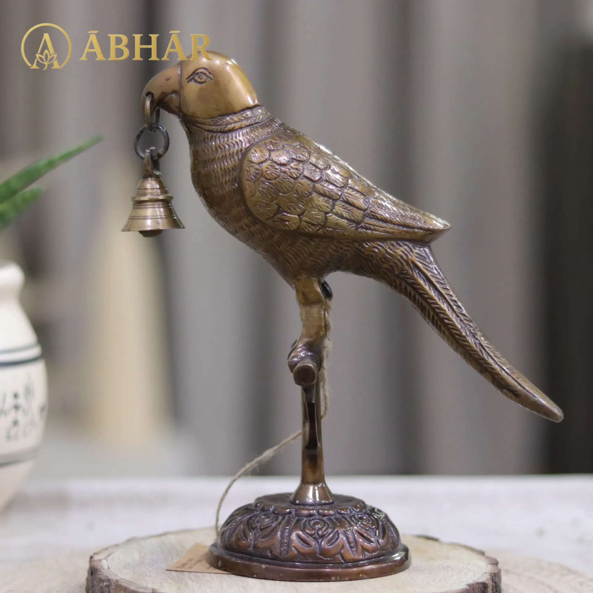 Brass Parrot With Bell | 9"
