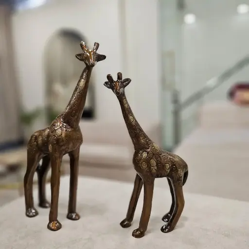 Brass Giraffe Pair – Graceful Togetherness
